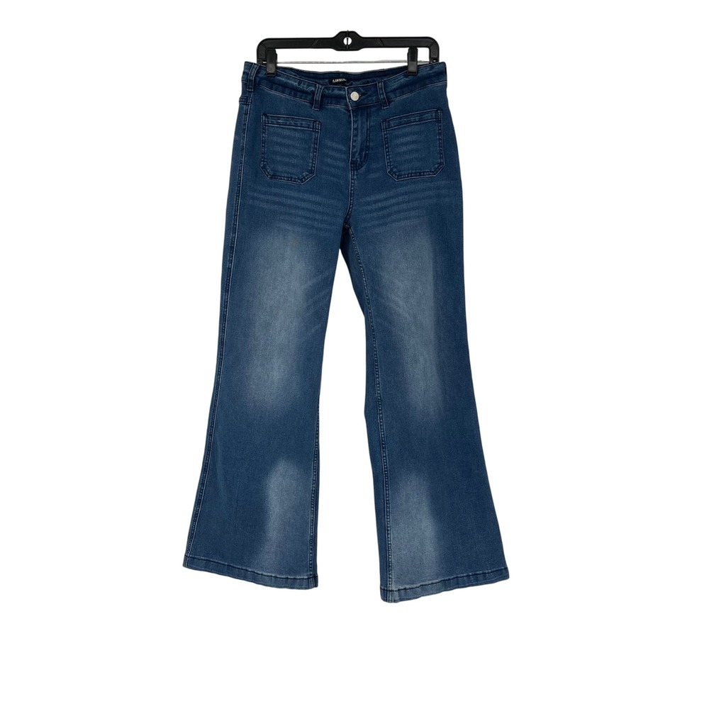 Flamingals Medium Blue Wash Flare Bell Bottom Jeans Size M Y2K Casual‎ Stretch